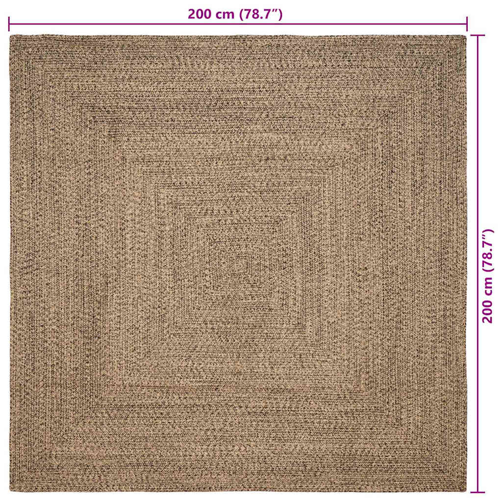 Zoninės kiliminės dangos Natūrali ir juoda 200 x 200 cm Džiutas