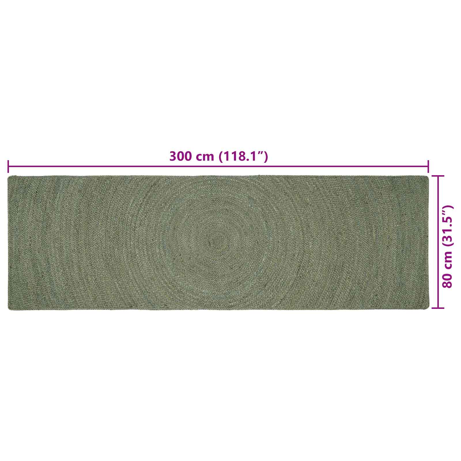 Zoninės kiliminės dangos Alyvuogių žalia 80 x 300 cm Džiutas