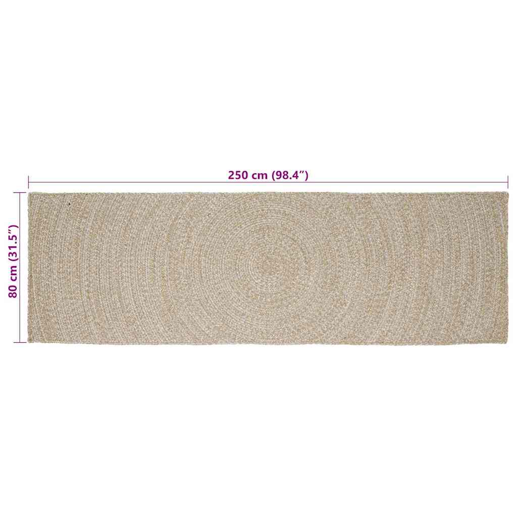 Zoninės kiliminės dangos Natūrali ir Balta 80 x 250 cm Džiutas