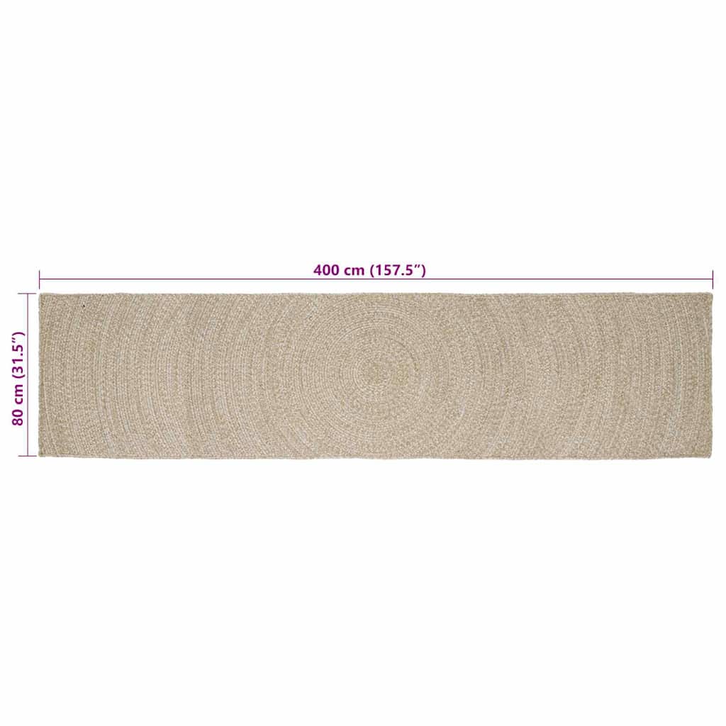 Zoninės kiliminės dangos Natūrali ir Balta 80 x 400 cm Džiutas
