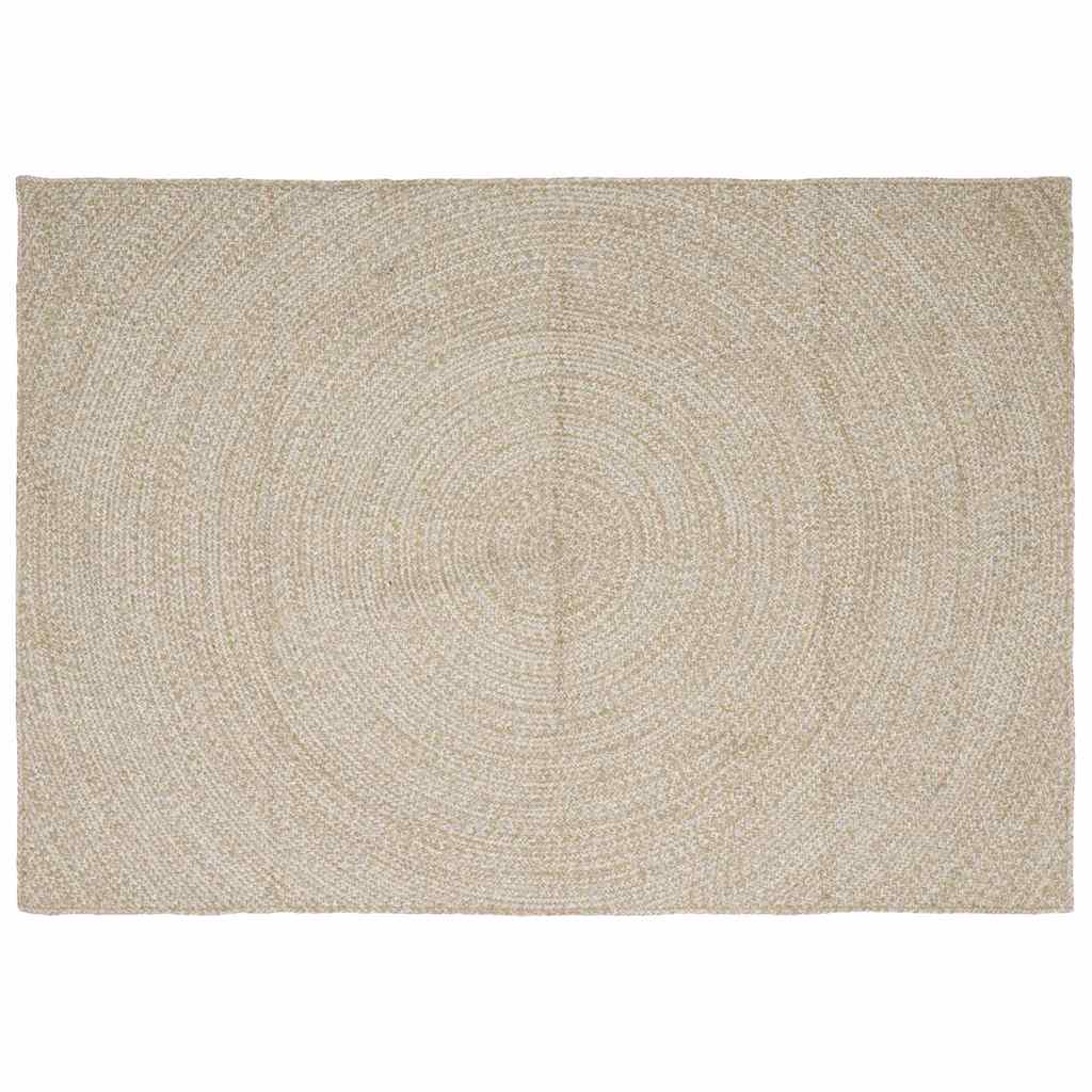Zonālais paklājs, dabīgs un balts, 160 x 230 cm, džuta