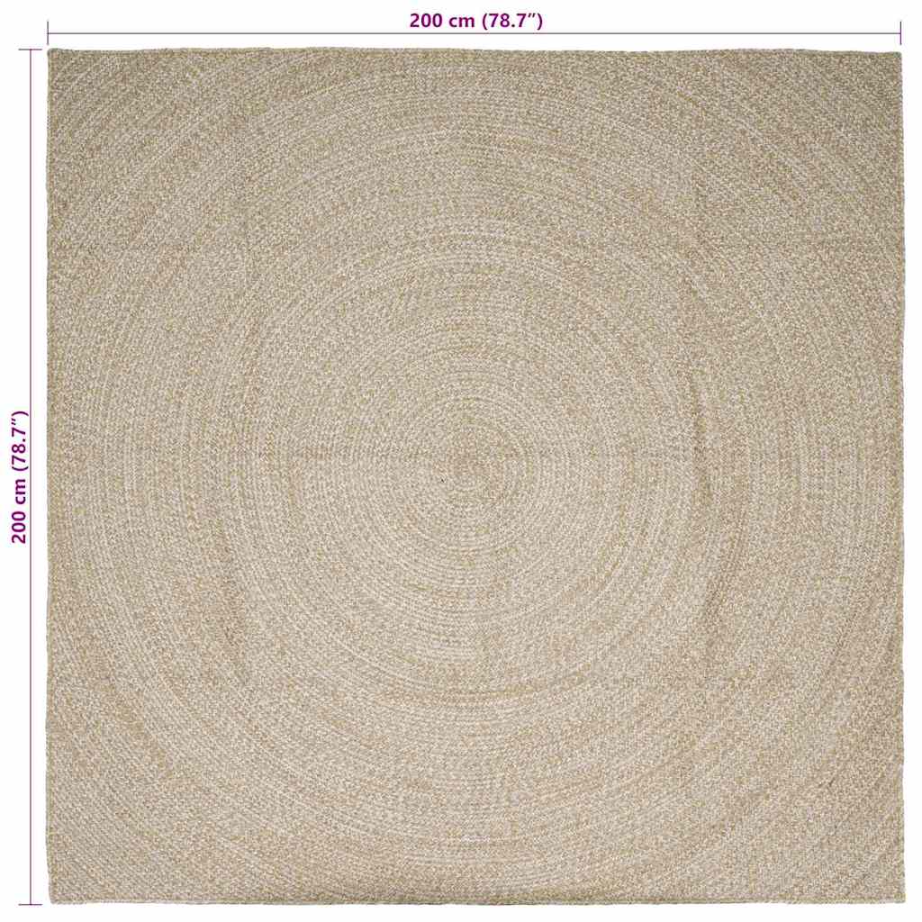 Zonas paklājs Dabīgā un Baltā 200 x 200 cm Džuta