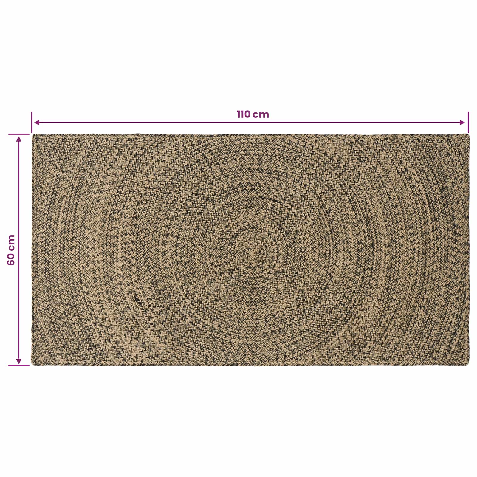 Zoninės kiliminės dangos Natūrali ir juoda 60 x 110 cm Džiutas