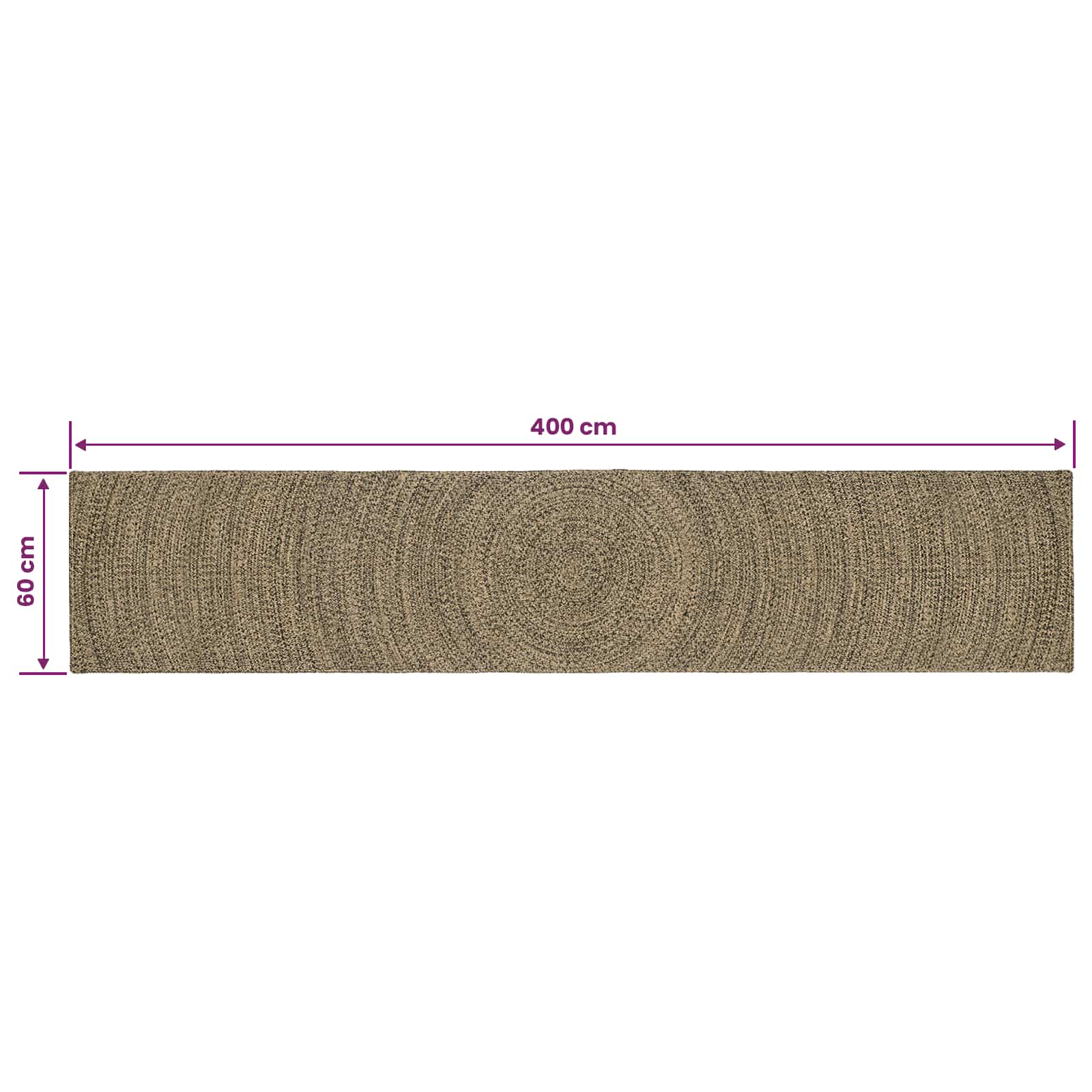 Zoninės kiliminės dangos Natūrali ir juoda 60 x 400 cm Džiutas