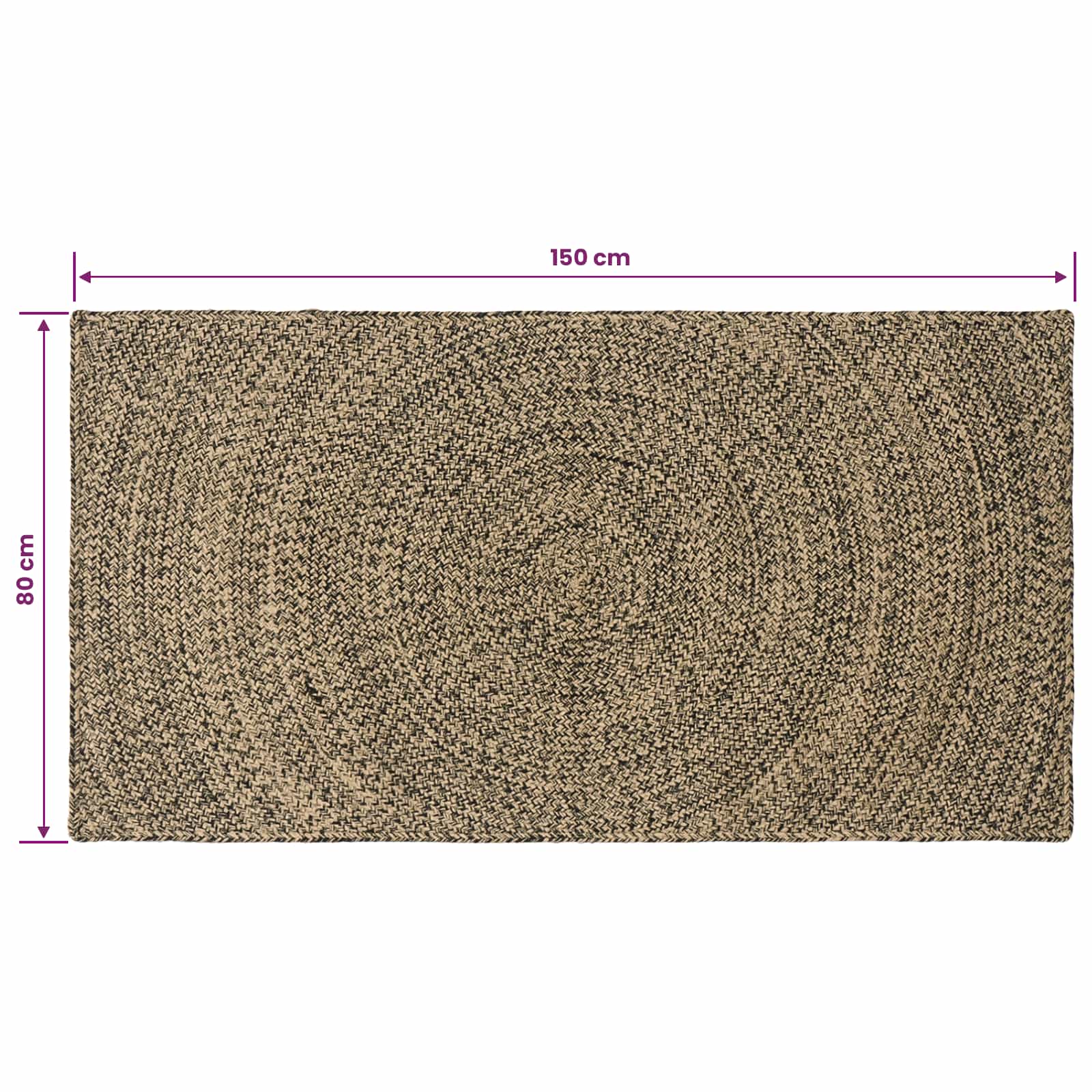 Zoninės kiliminės dangos Natūrali ir juoda 80 x 150 cm Džiutas