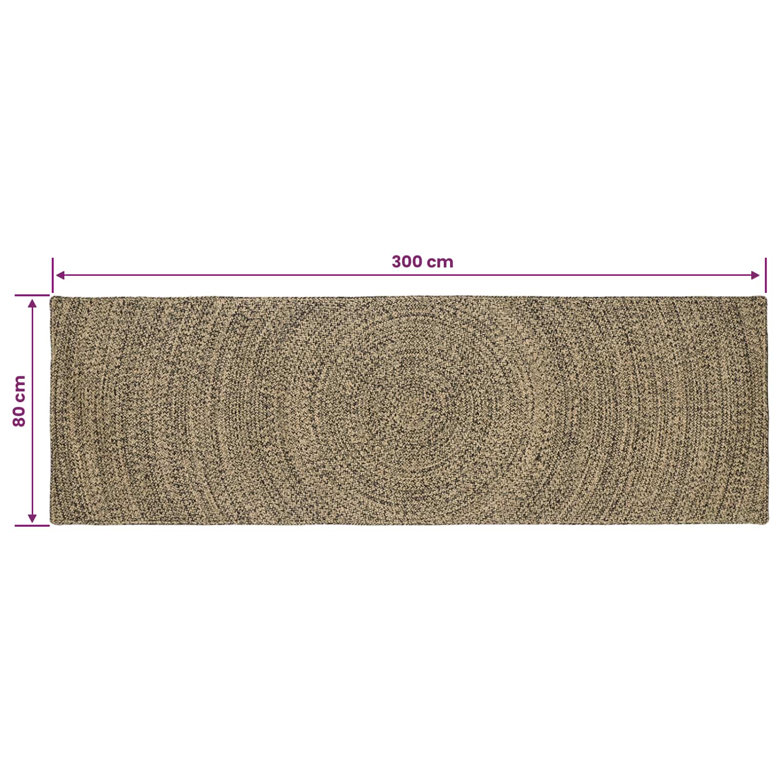 Zoninės kiliminės dangos Natūrali ir juoda 80 x 300 cm Džiutas