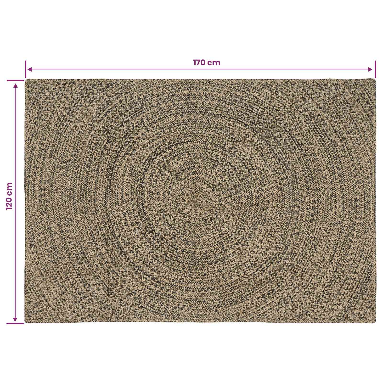Zoninės kiliminės dangos Natūrali ir juoda 120 x 170 cm Džiutas