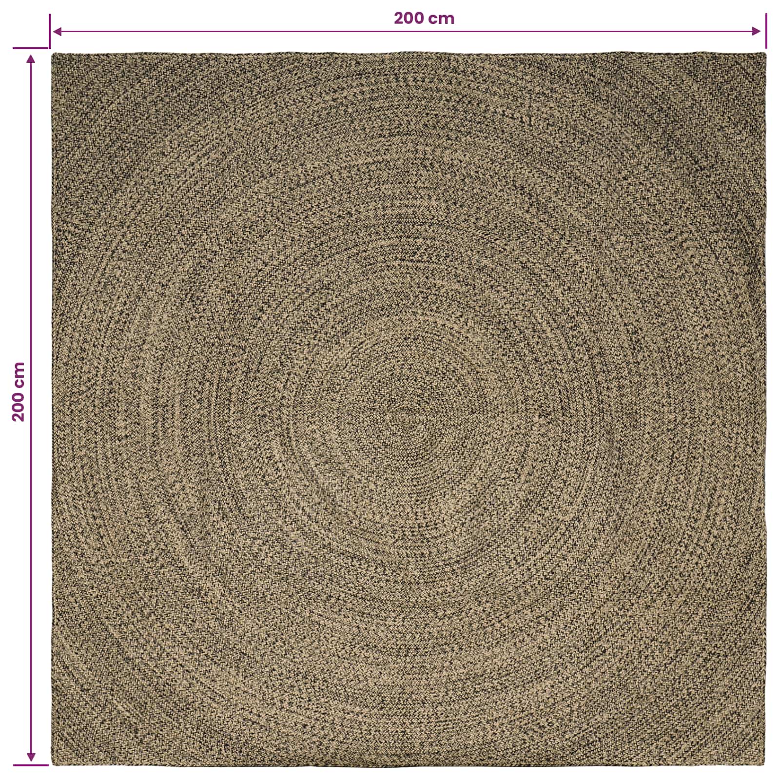 Zoninės kiliminės dangos Natūrali ir juoda 200 x 200 cm Džiutas