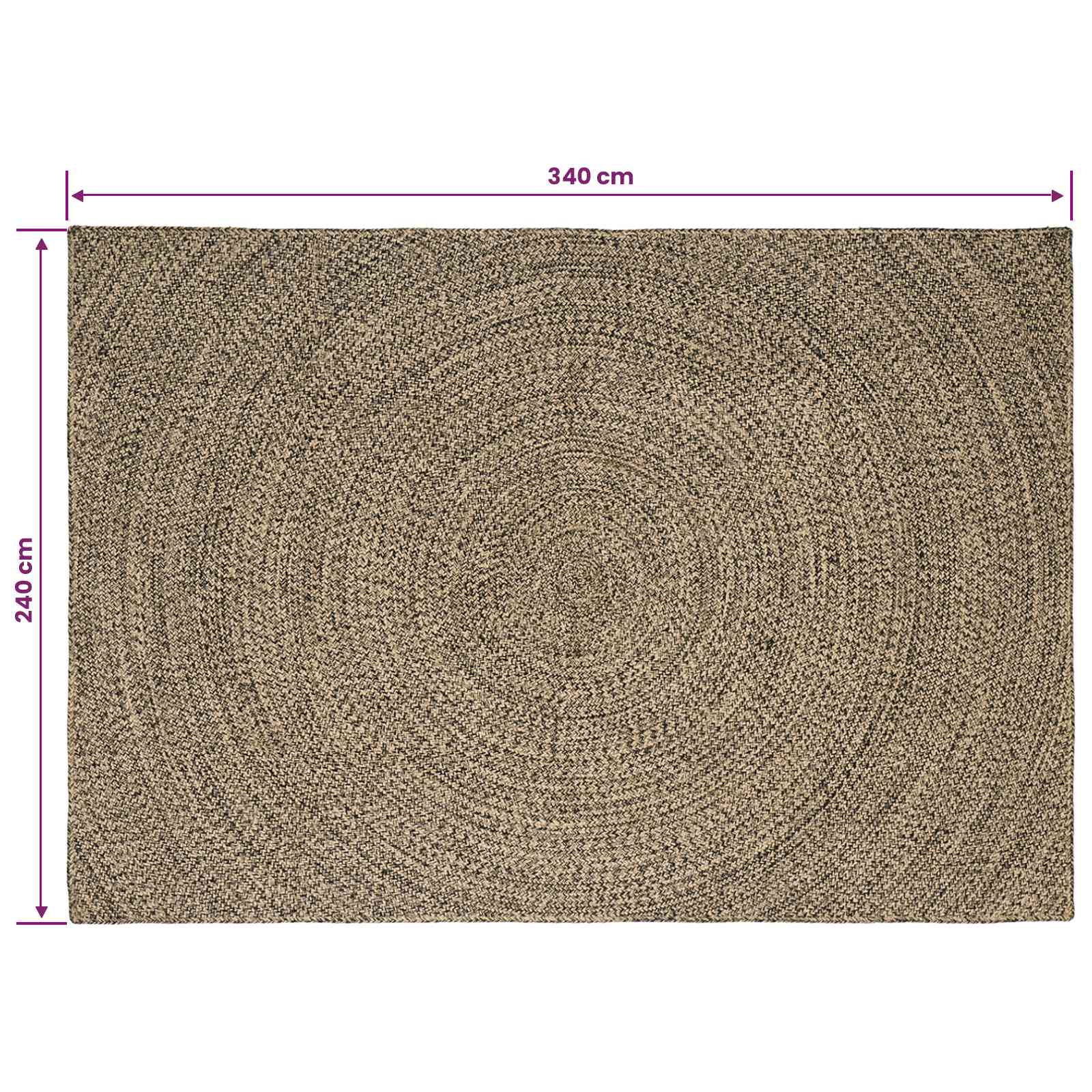 Zoninės kiliminės dangos Natūrali ir juoda 240 x 340 cm Džiutas