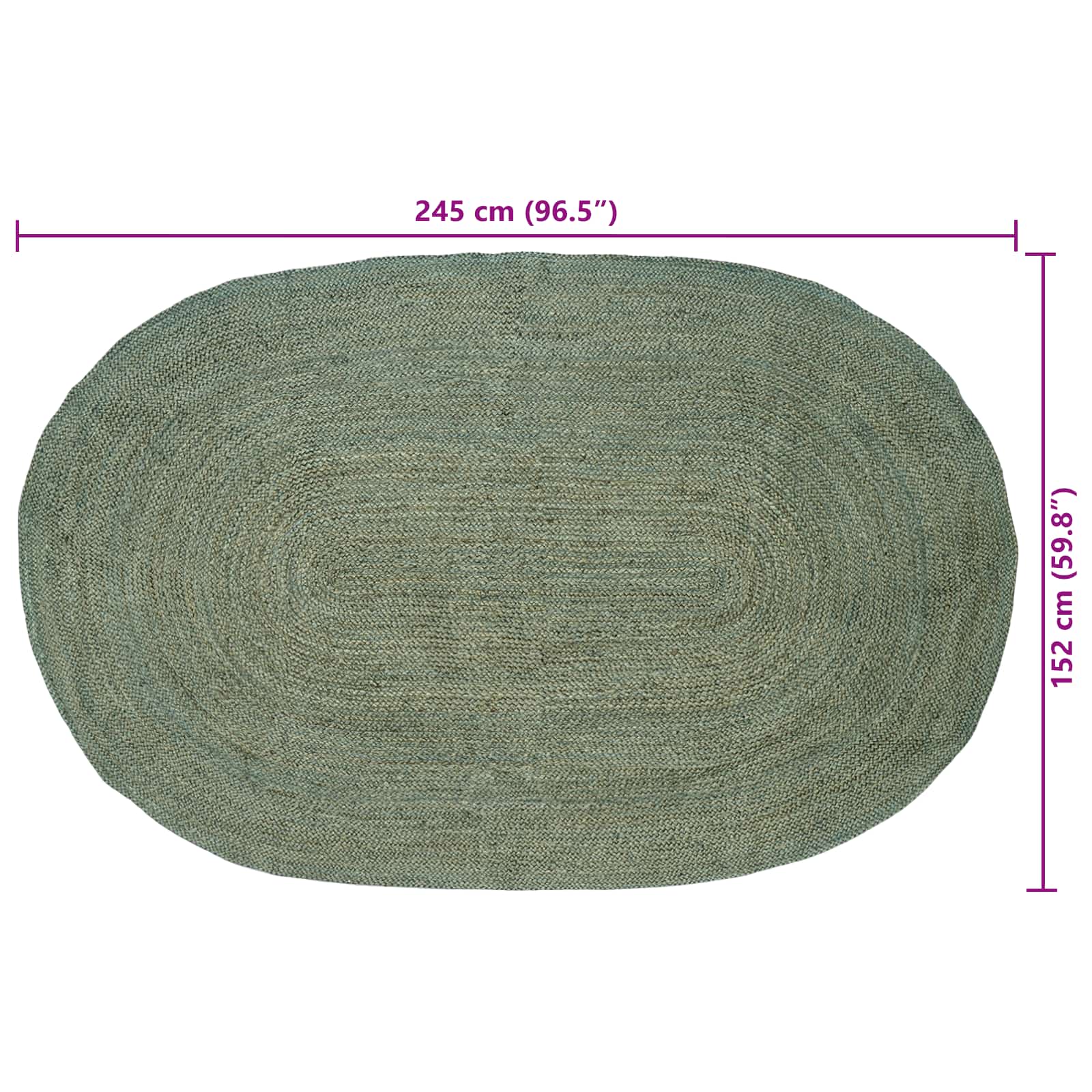 Zoninės kiliminės dangos Alyvuogių žalia 152 x 245 cm Džiutas