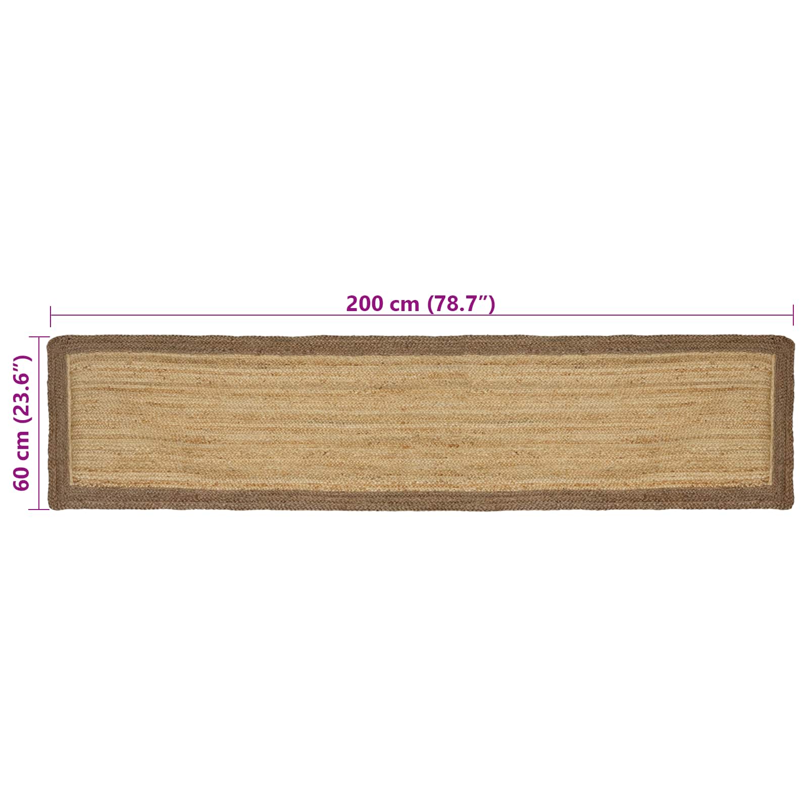 Zonālais paklājs Dabīgs un pelēks 60 x 200 cm Džuts