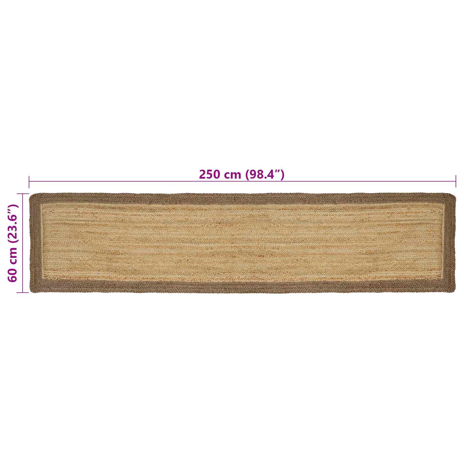 Zoninės kiliminės dangos Natūrali ir pilka 60 x 250 cm Džiutas