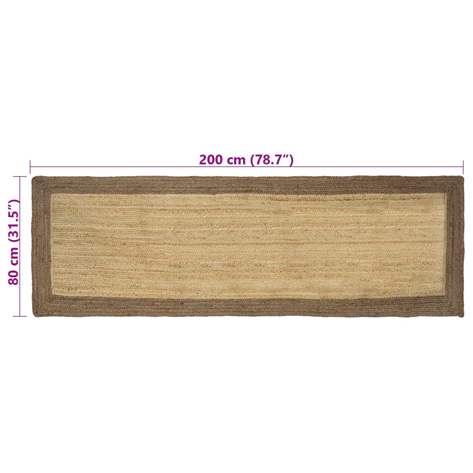 Zona paklājs Dabīgs un pelēks 80 x 200 cm Džuta