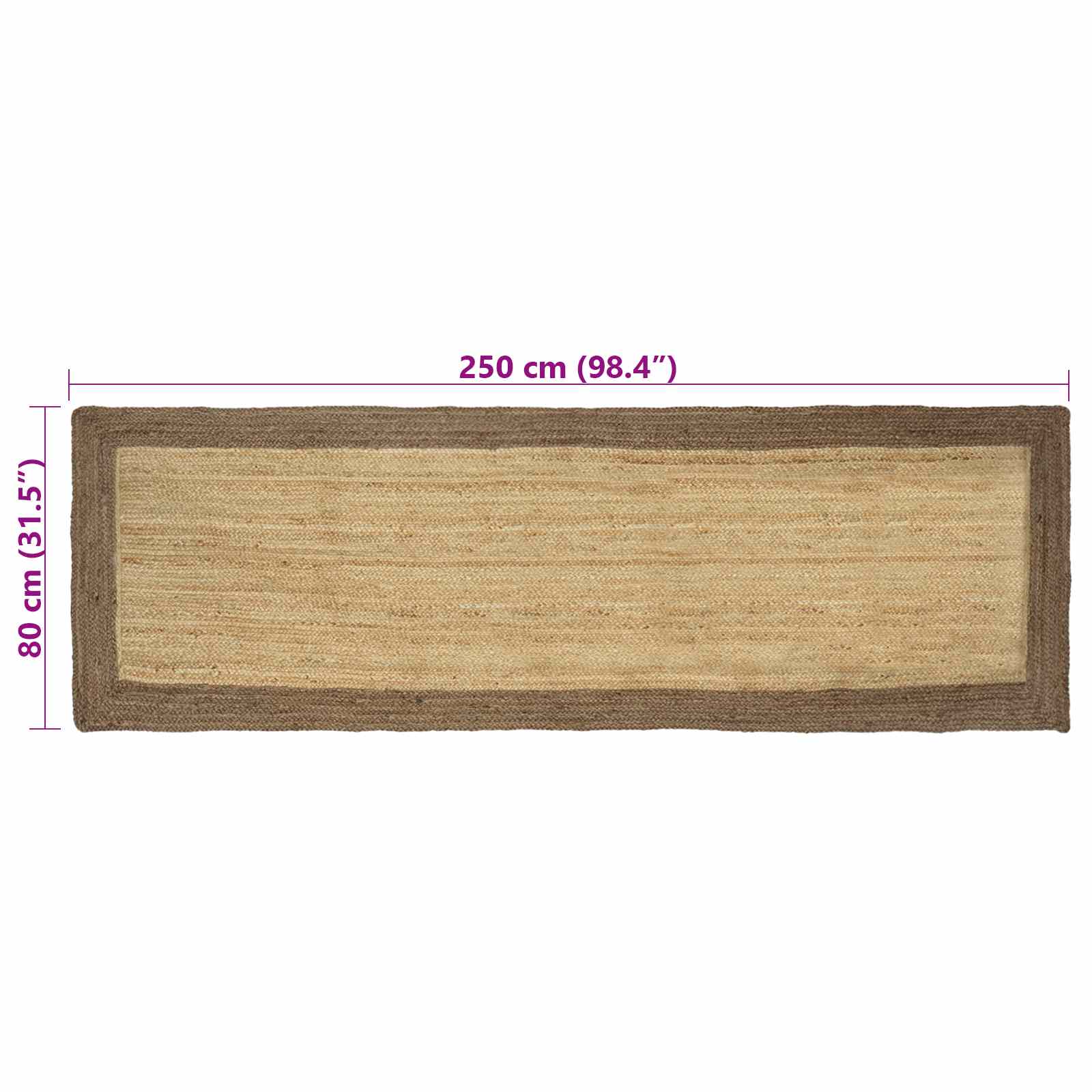 Zoninės kiliminės dangos Natūrali ir pilka 80 x 250 cm Džiutas