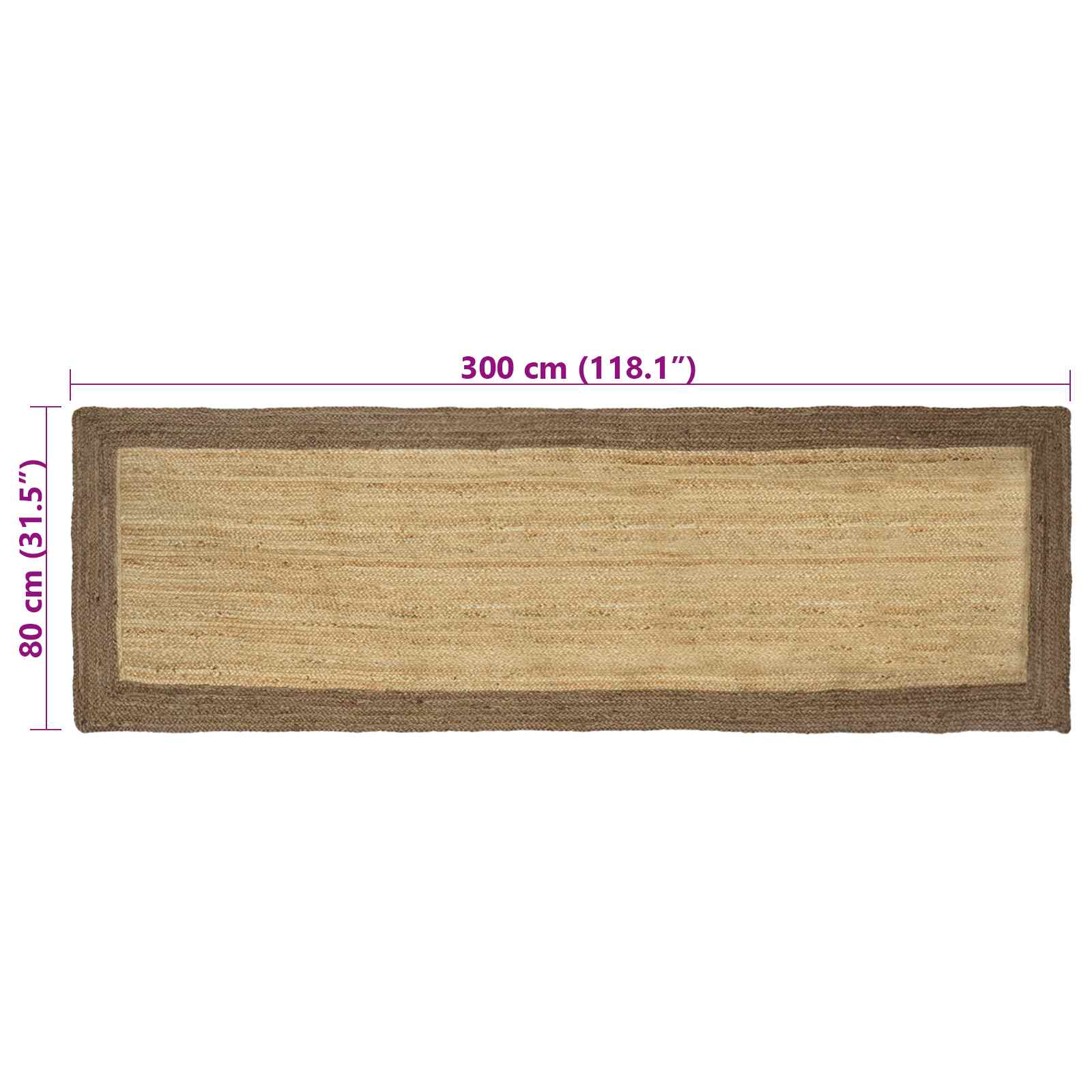 Zoninės kiliminės dangos Natūrali ir pilka 80 x 300 cm Džiutas