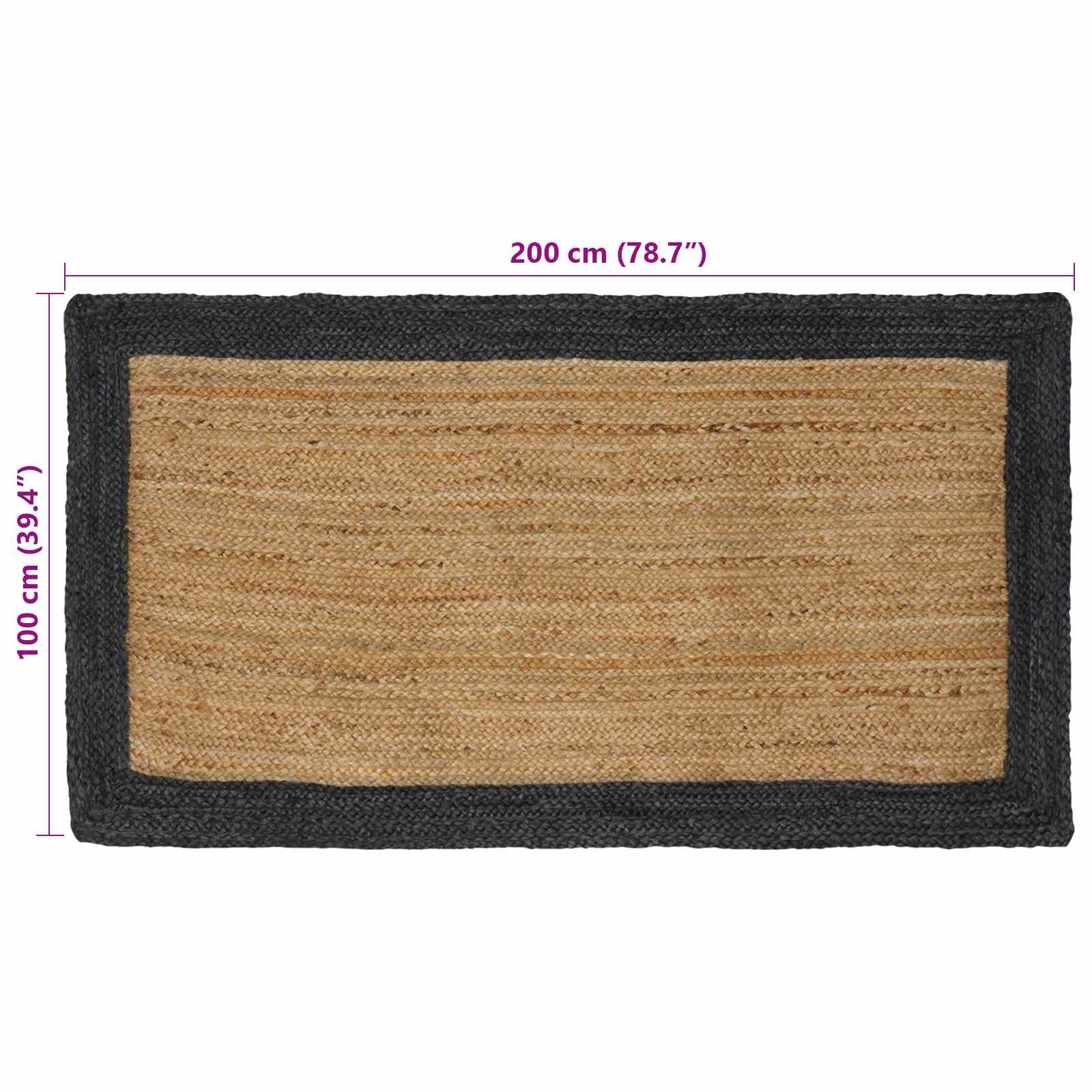 Zoninės kiliminės dangos Natūrali ir tamsiai pilka 100 x 200 cm
