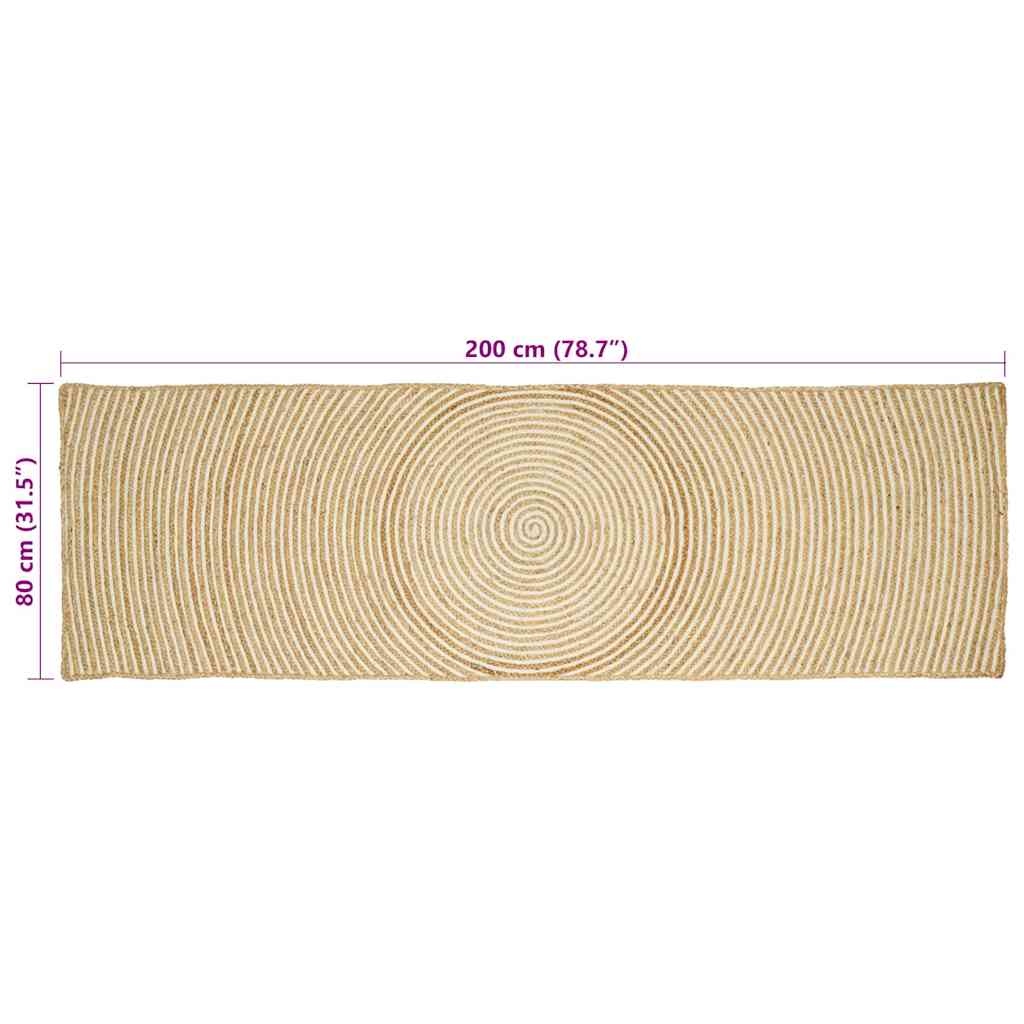 Rug Natural and White 80 x 200 cm Jute