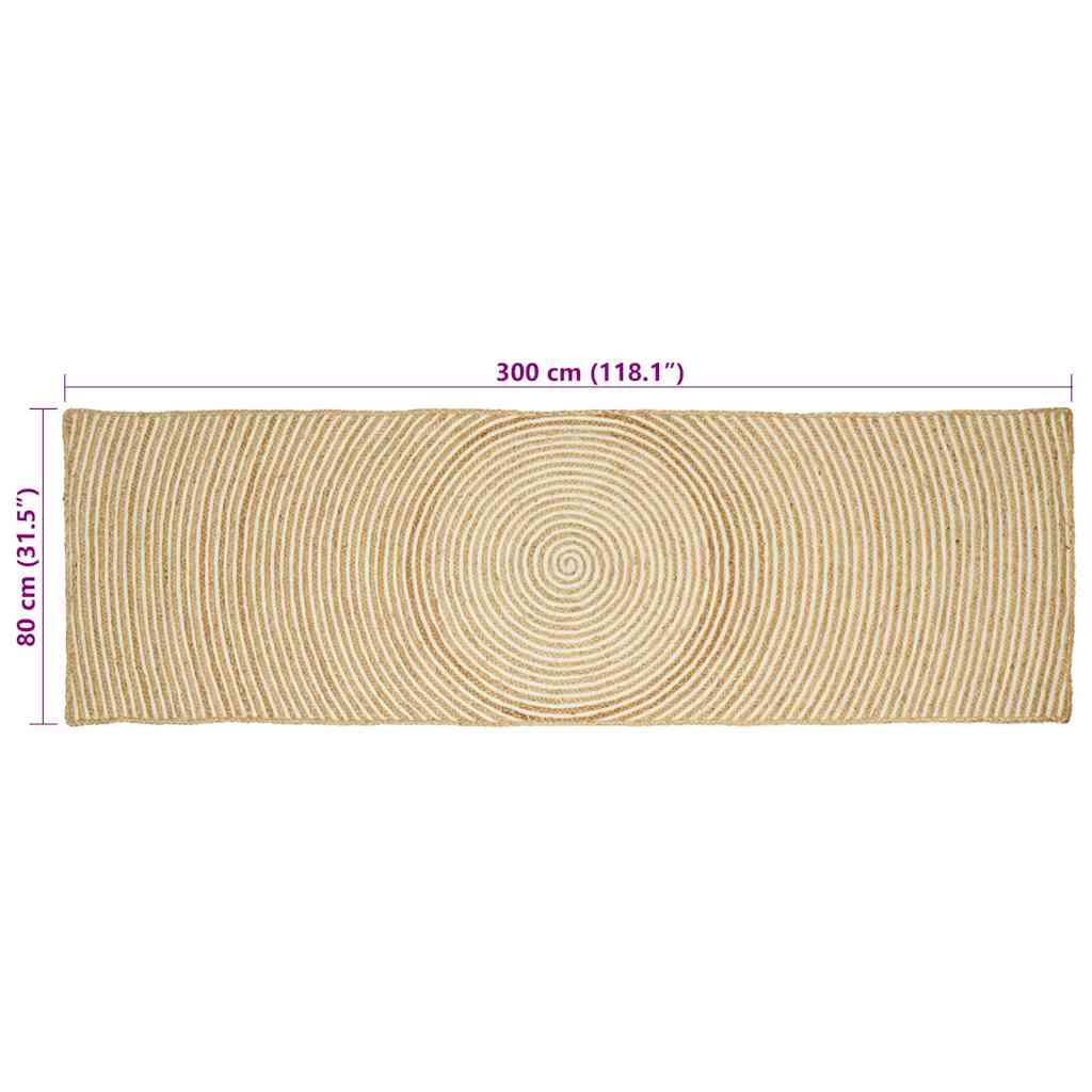 Rug Natural and White 80 x 300 cm Jute