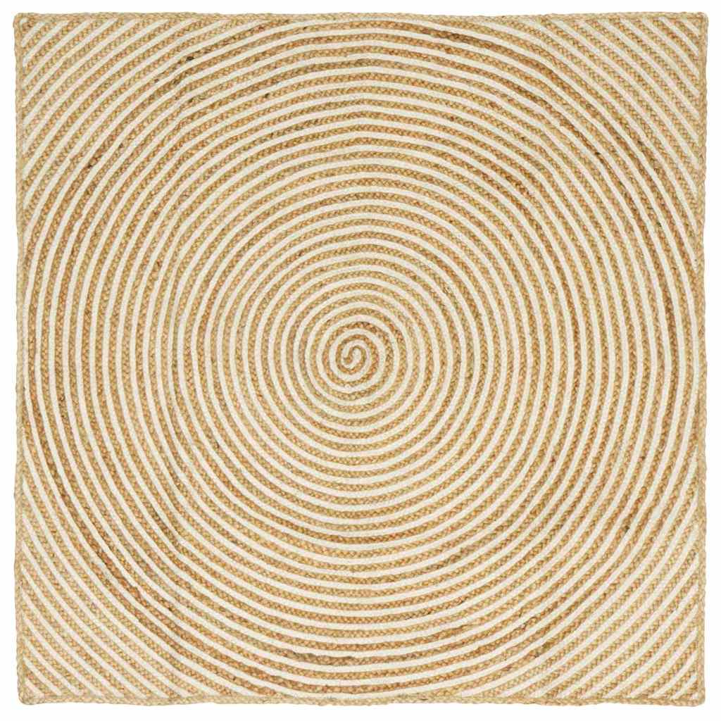 Rug Natural and White 120 x 120 cm Jute