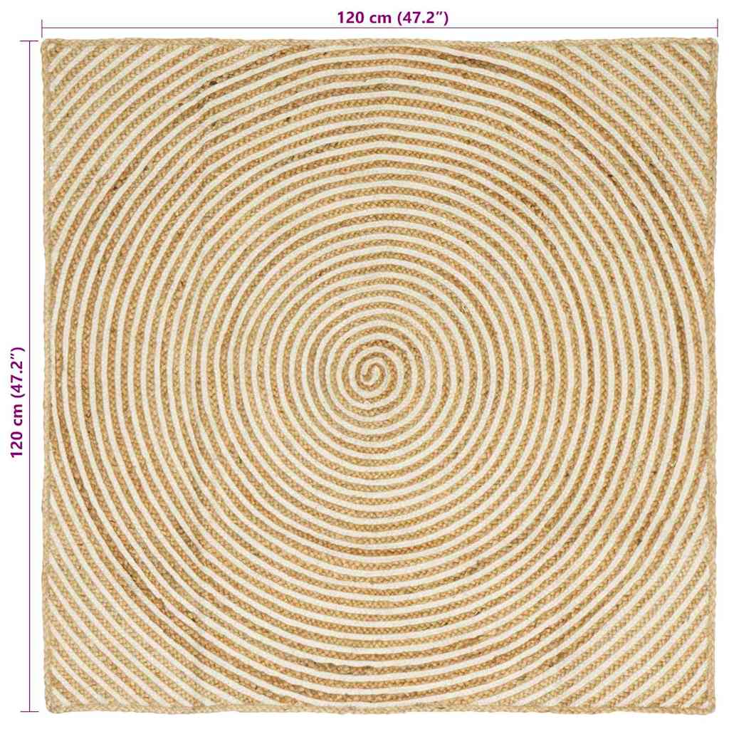 Rug Natural and White 120 x 120 cm Jute