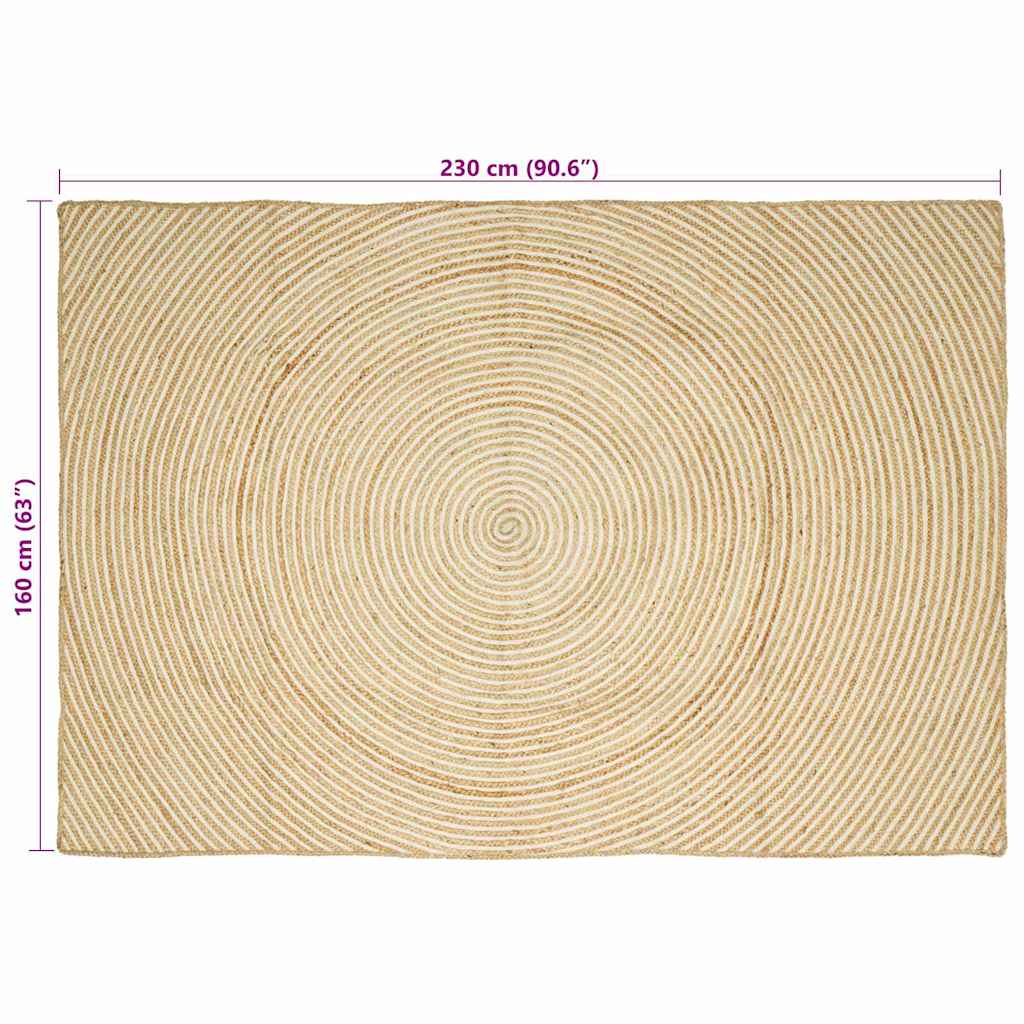 Rug Natural and White 160 x 230 cm Jute