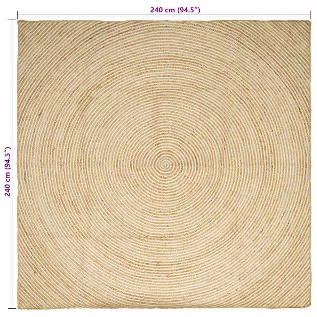 Paklājs Dabīgs un Balts 240 x 240 cm Džuts