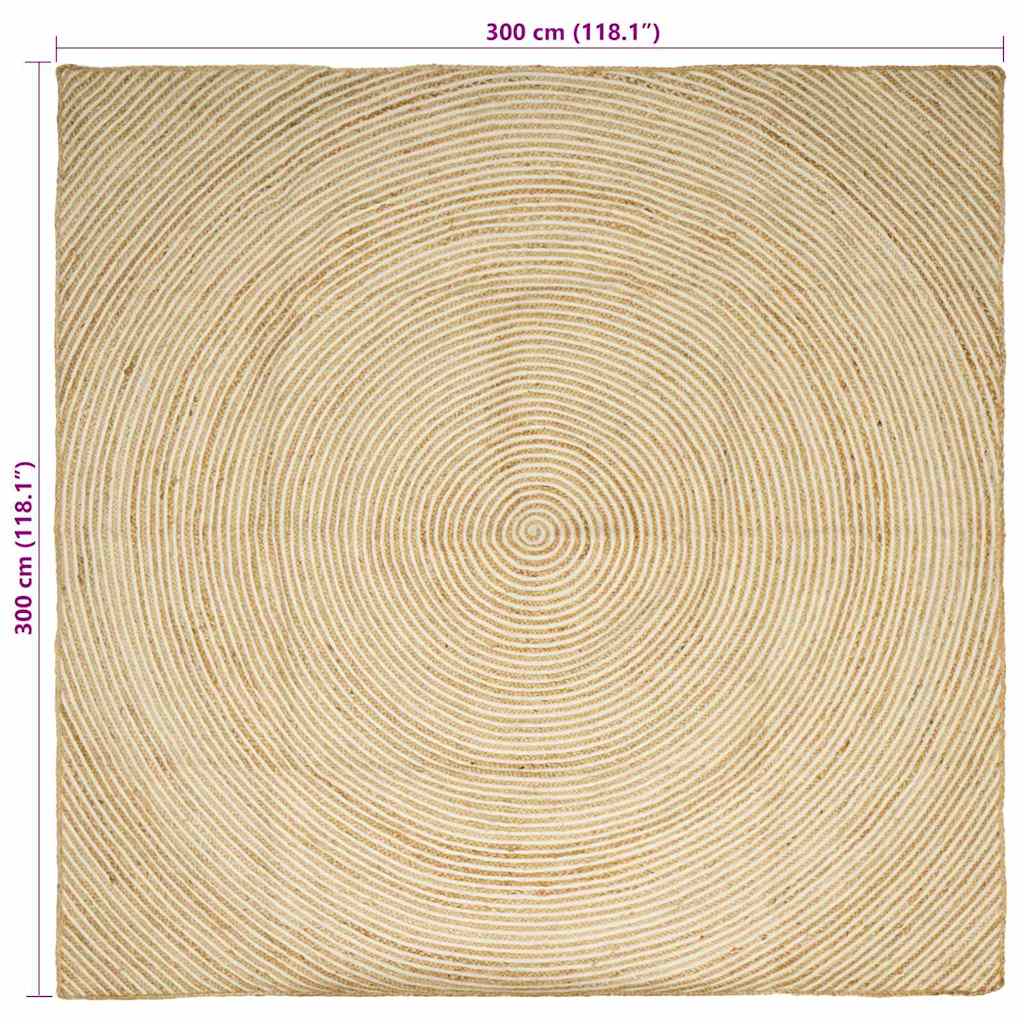 Paklājs Dabīgs un Balts 300 x 300 cm Džuts