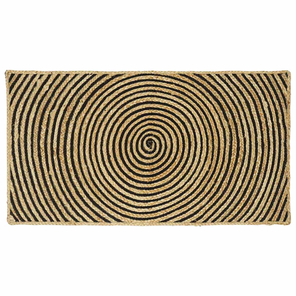 Rug Natural and black 60 x 110 cm Jute