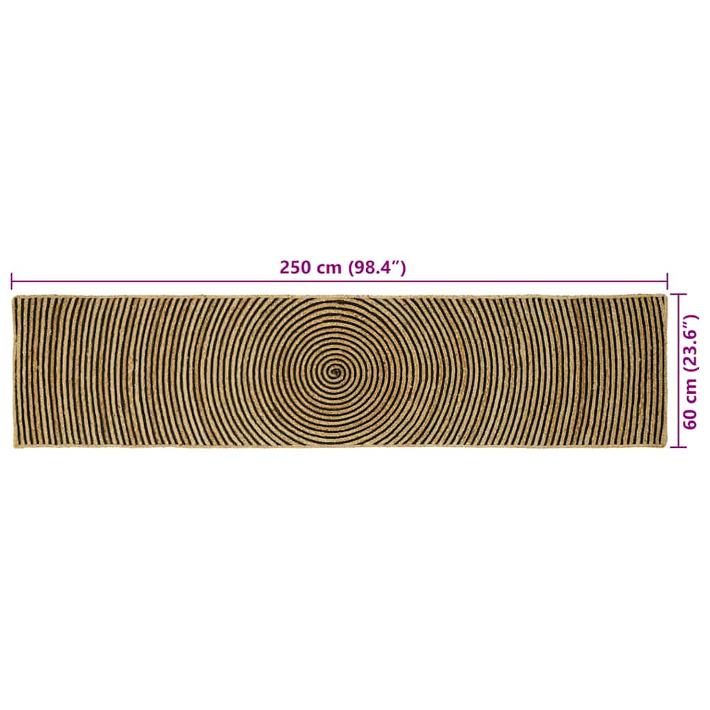 Kilimas Natūrali ir juoda 60 x 250 cm Džiutas