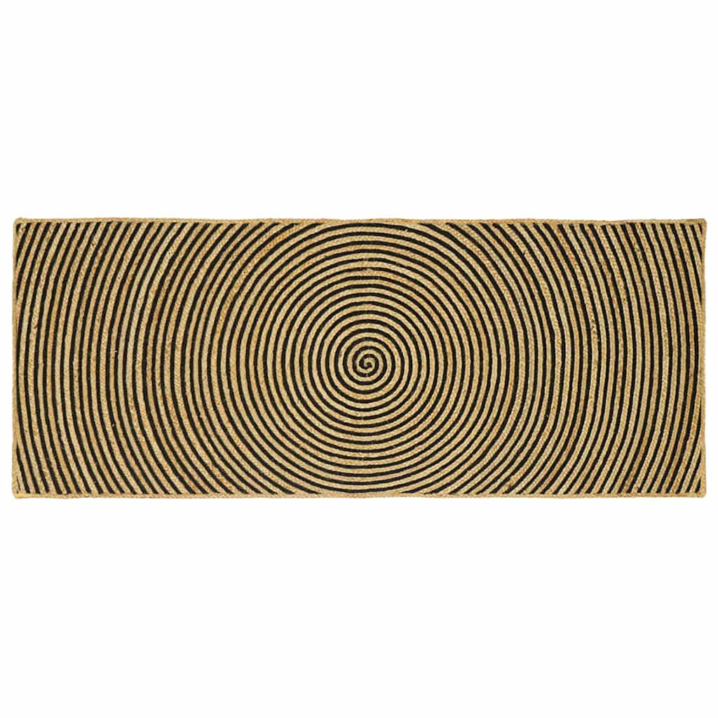 Paklājs, dabīgs un melns, 80 x 200 cm Džuta