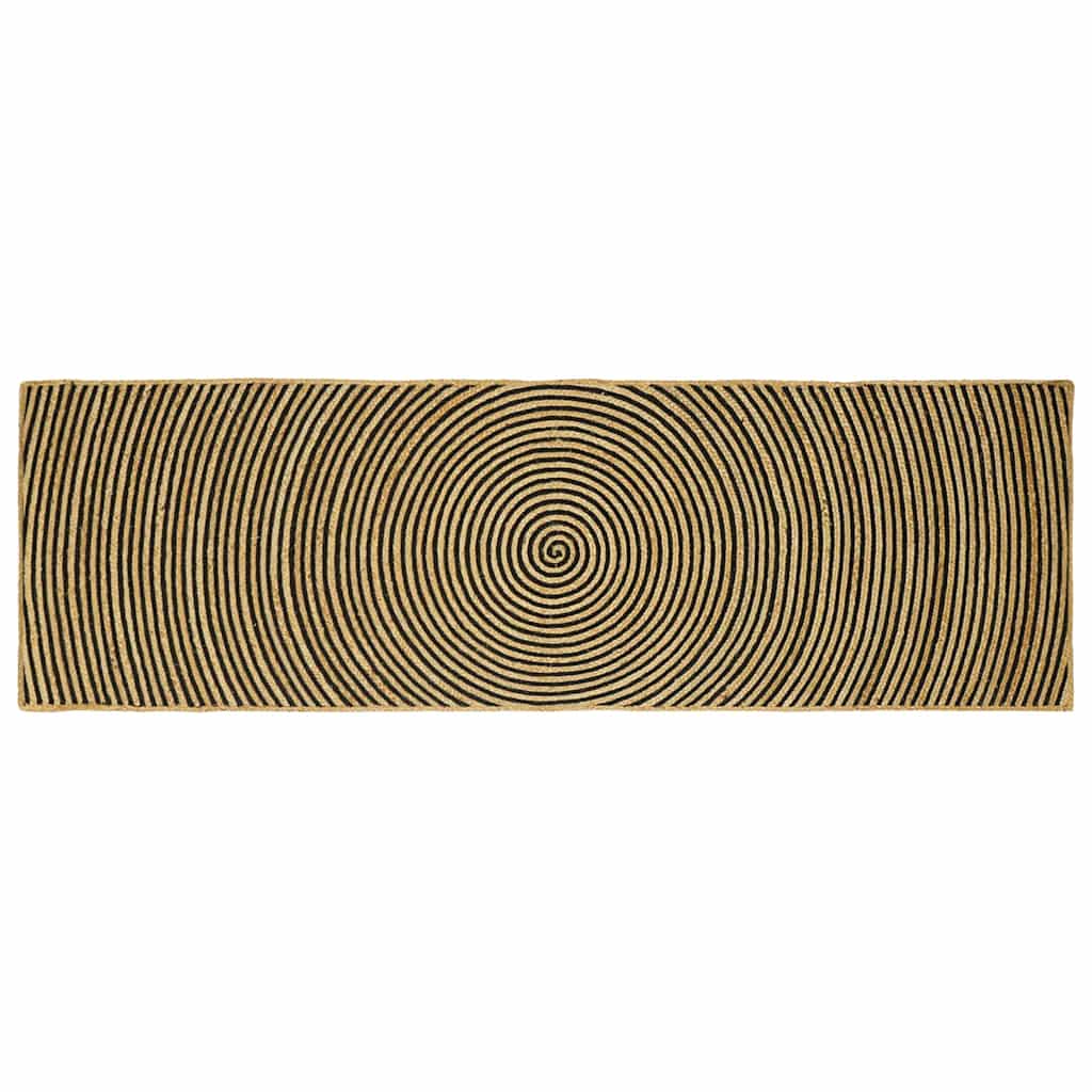 Rug Natural and black 80 x 250 cm Jute