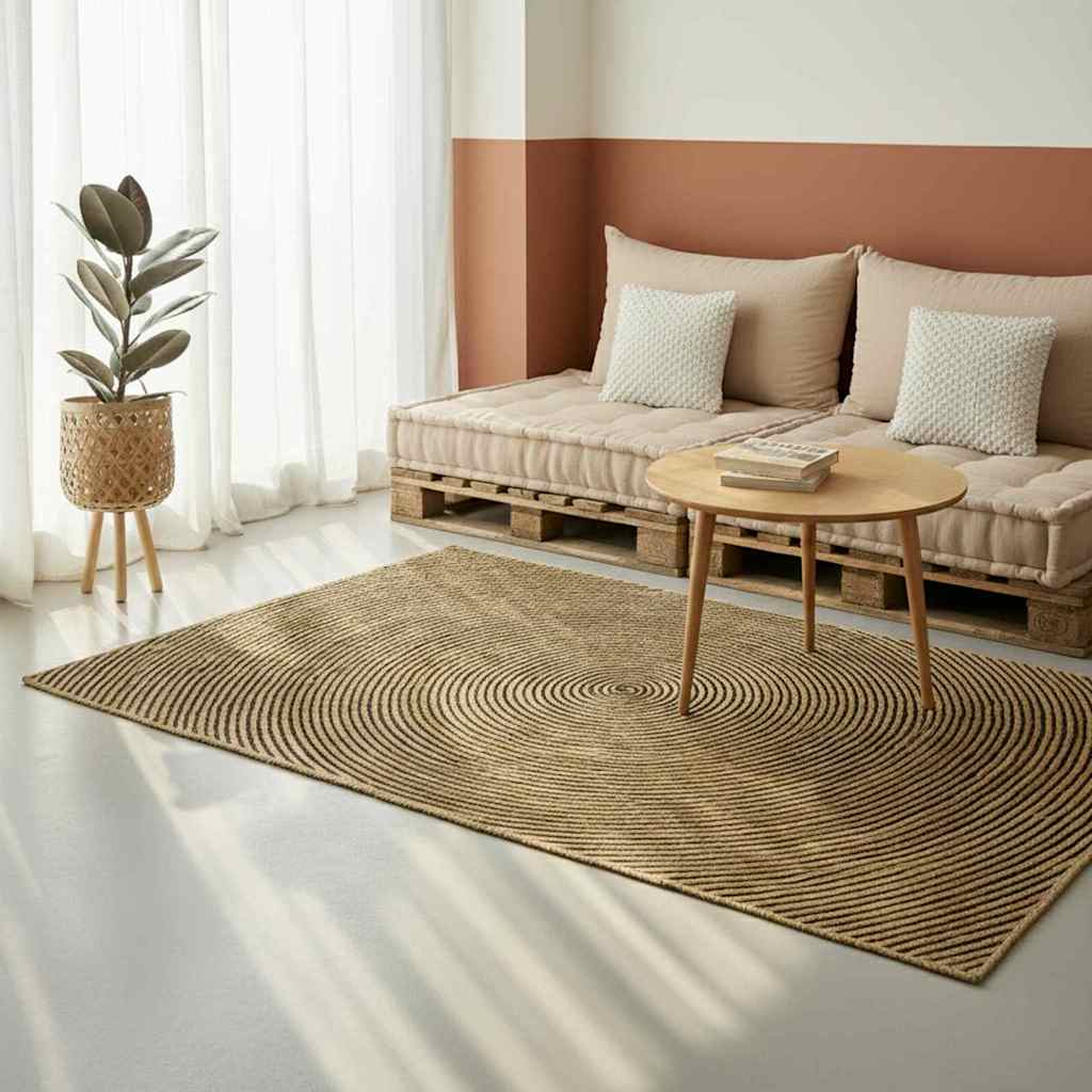 Kilimas Natūrali ir juoda 120 x 170 cm Džiutas