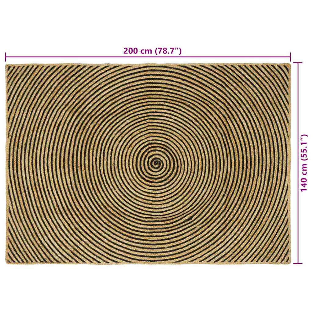 Paklājs Dabīgs un melns 140 x 200 cm Džuts