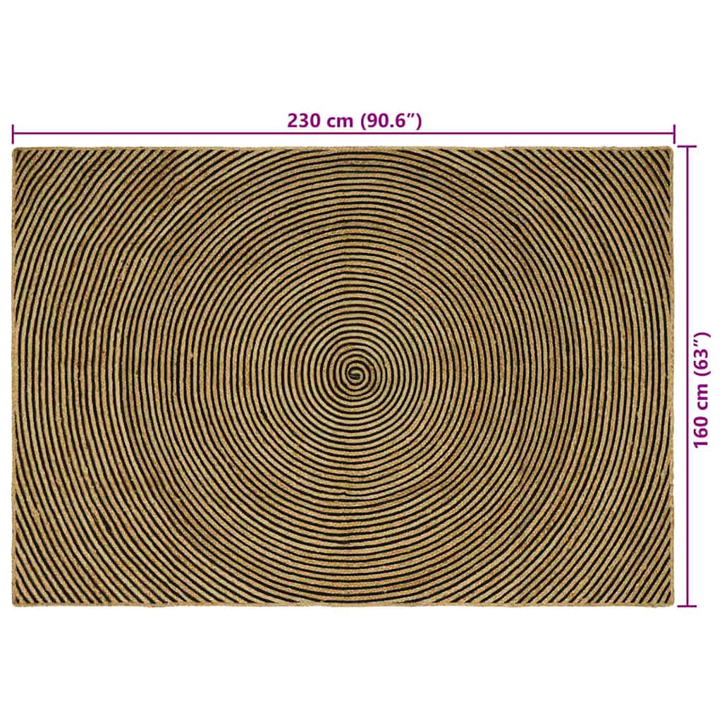 Paklājs dabīgā un melnā krāsā 160 x 230 cm Džuta