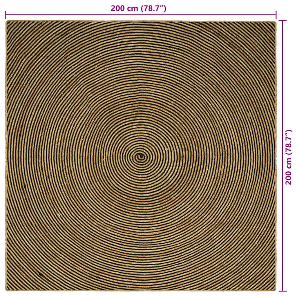 Rug Natural and black 200 x 200 cm Jute
