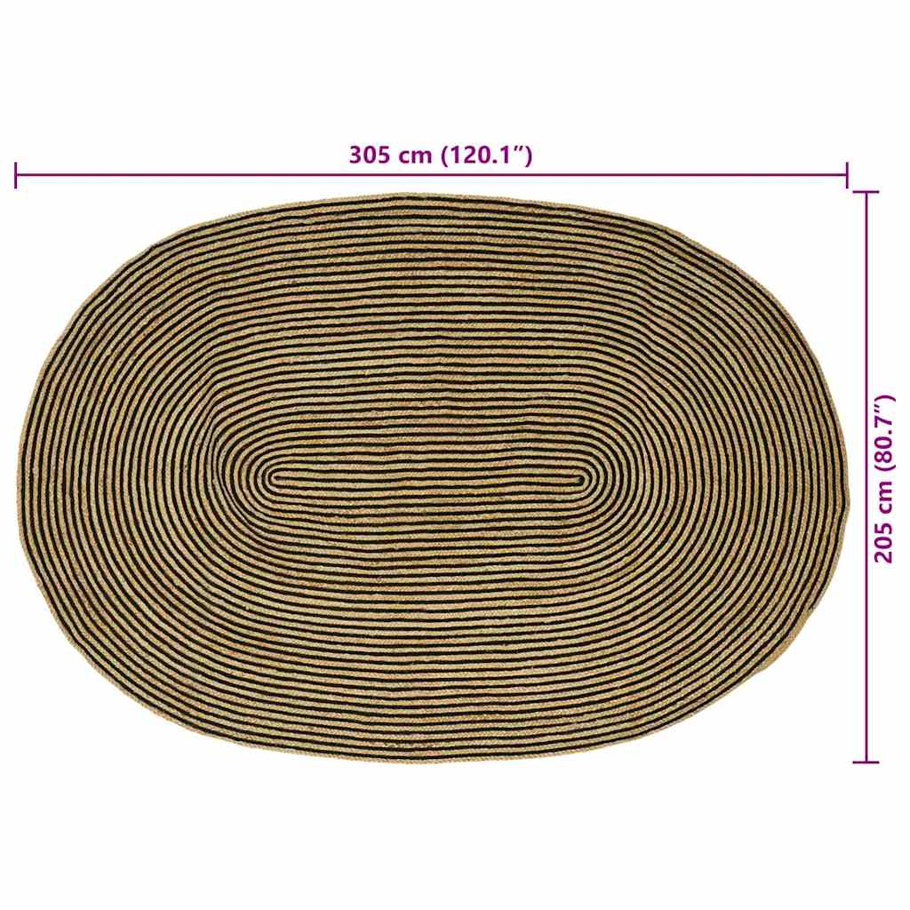 Kilimas Natūrali ir juoda 205 x 305 cm Džiutas