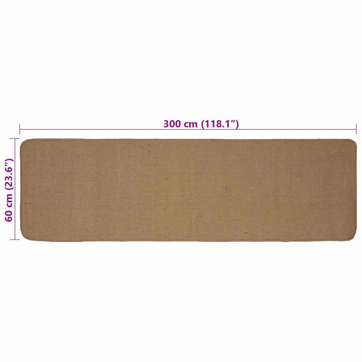 Kilimas Šviesiai rudas 60 x 300 cm Džiutas