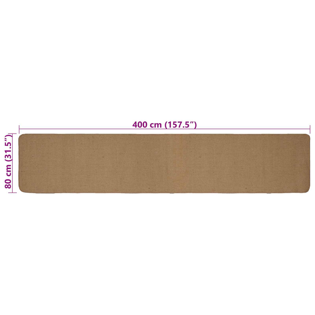 Kilimas Šviesiai rudas 80 x 400 cm Džiutas