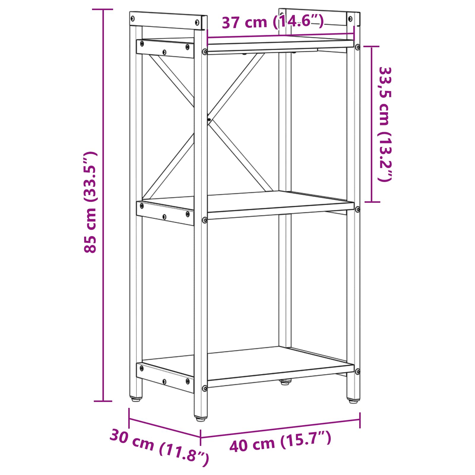 Grāmatu plaukts Sena koksne 40 x 30 x 83 cm Apstrādāta koksne
