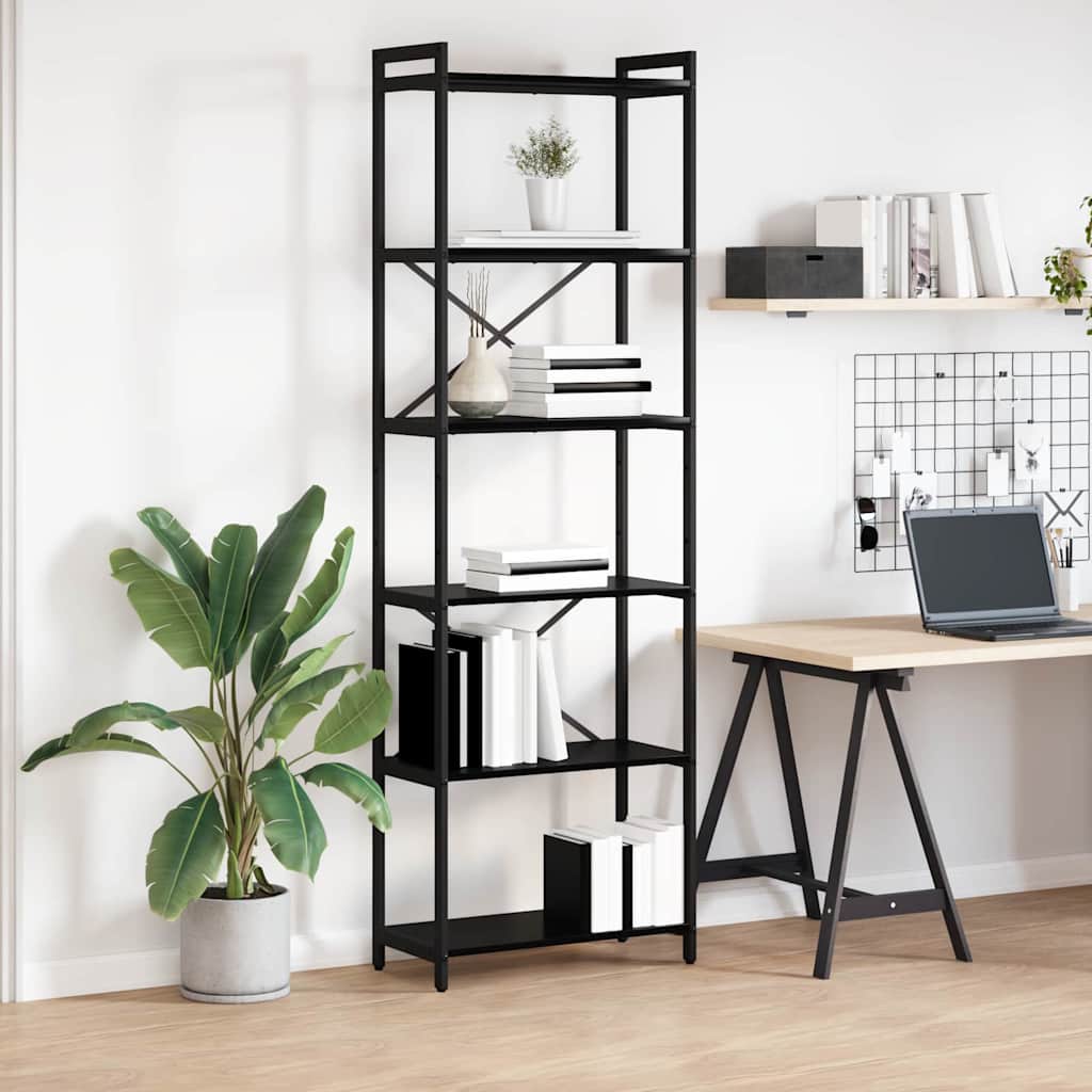 Black oak bookcase 60 x 30 x 188 cm Engineered wood