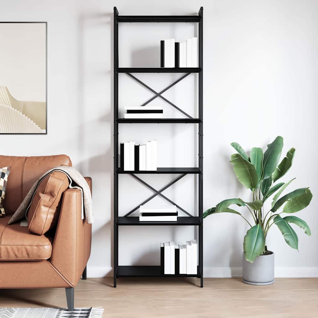 Black oak bookcase 60 x 30 x 188 cm Engineered wood