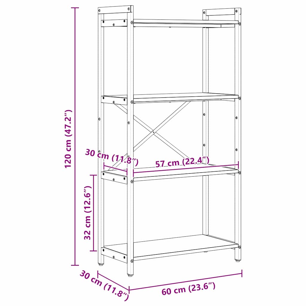 Grāmatu plaukts Sonoma ozols 60 x 30 x 118 cm Inženierijas koks