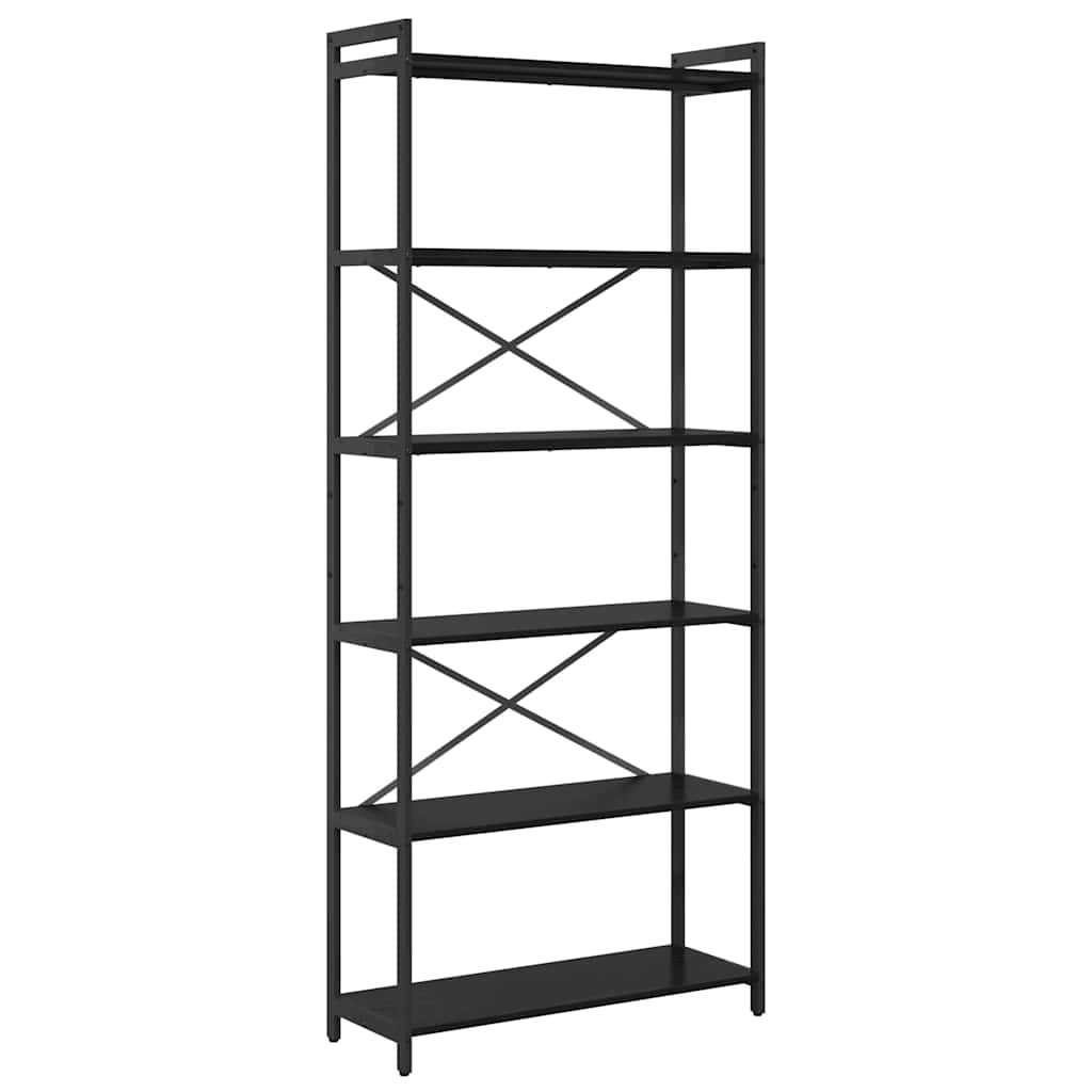 Bookcase black oak 80 x 30 x 188 cm Engineered wood