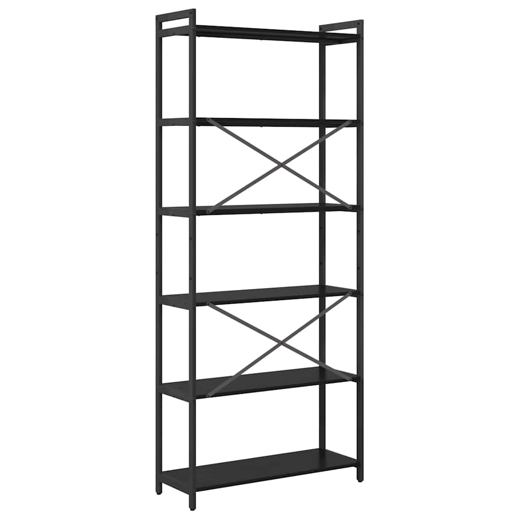 Bookcase black oak 80 x 30 x 188 cm Engineered wood