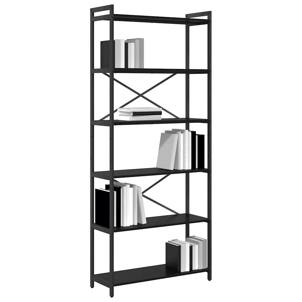 Bookcase black oak 80 x 30 x 188 cm Engineered wood