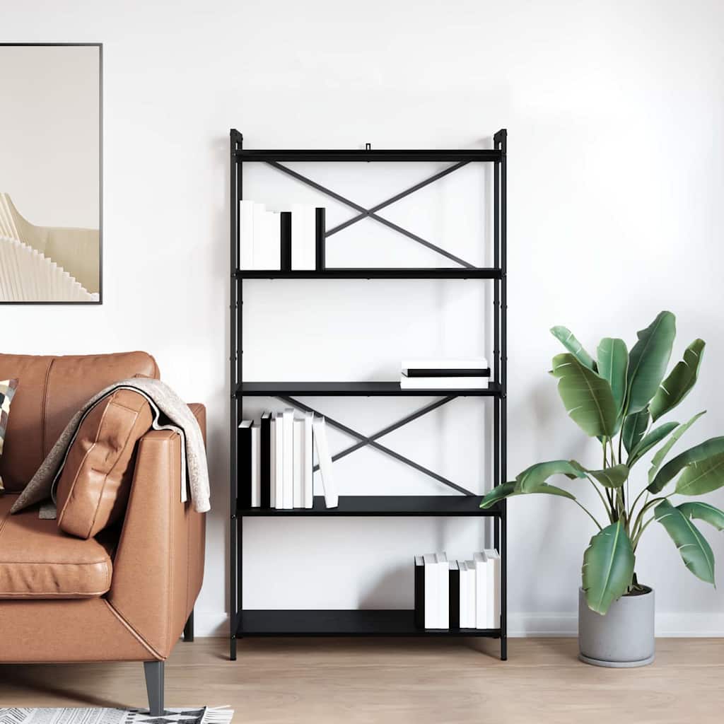 Knygų lentyna juoda ąžuolo 80 x 30 x 153 cm Apdirbta mediena