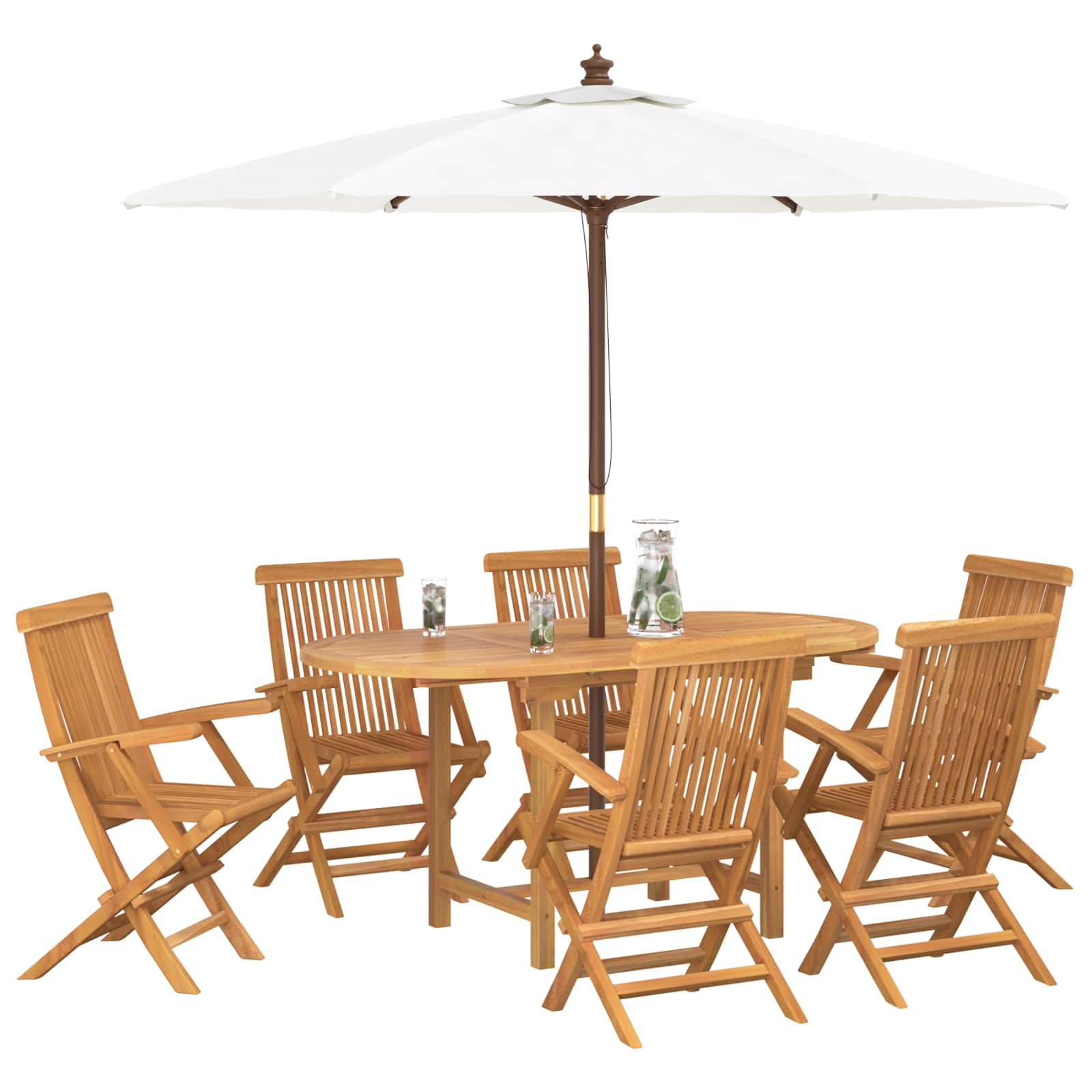 Sodo valgomojo komplektas 7 pcs Ruda 160 x 80 x 75 cm