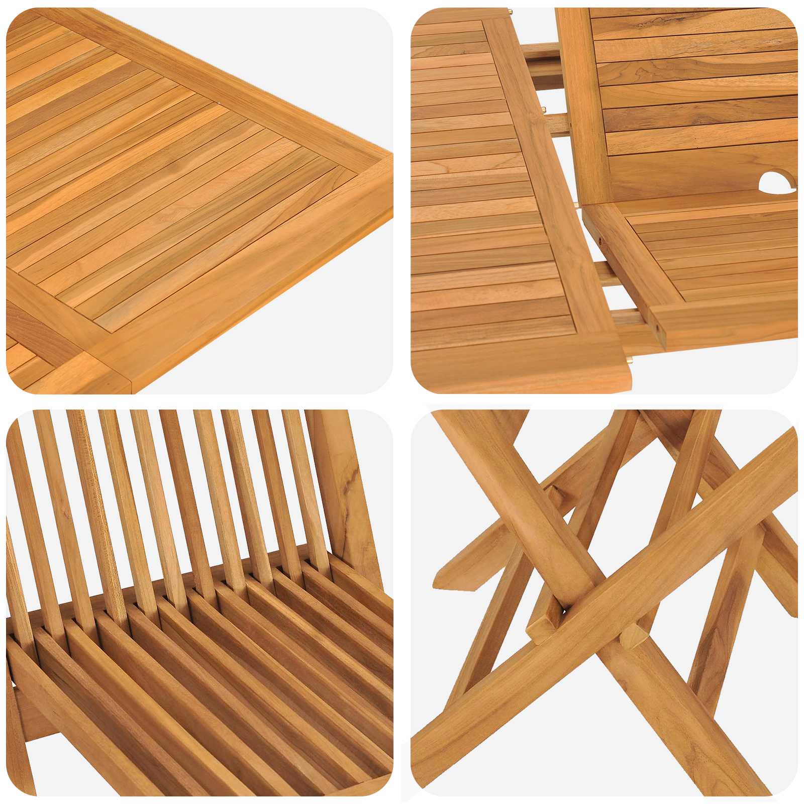Sodo valgomojo komplektas 5 pcs Ruda Kieto teka medžio
