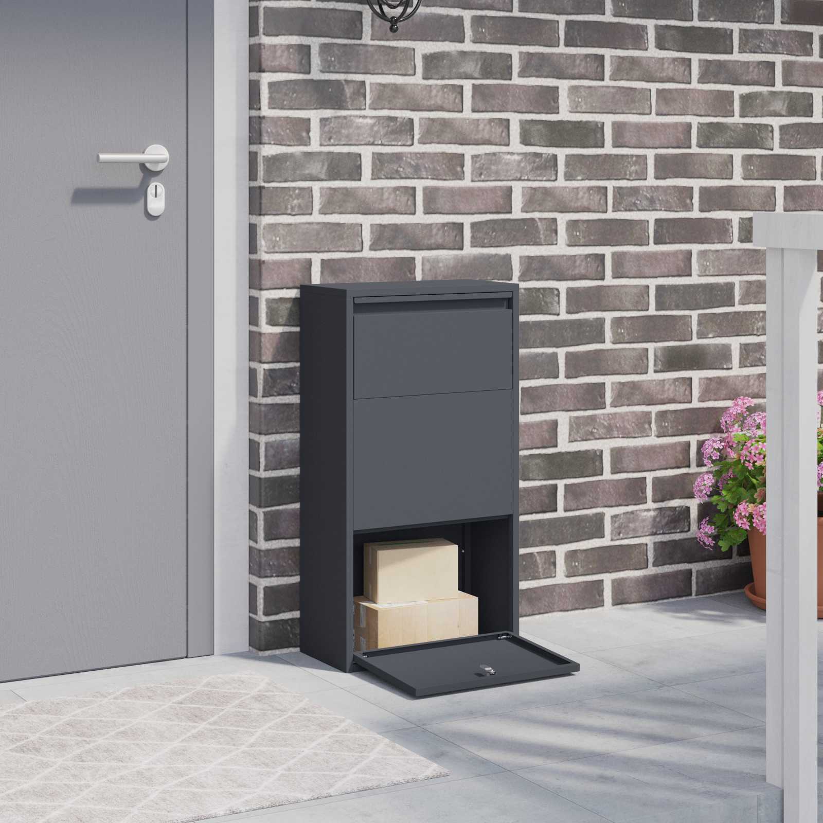Parcel Box with Storage Anthracite 44 x 22 x 82 cm Steel