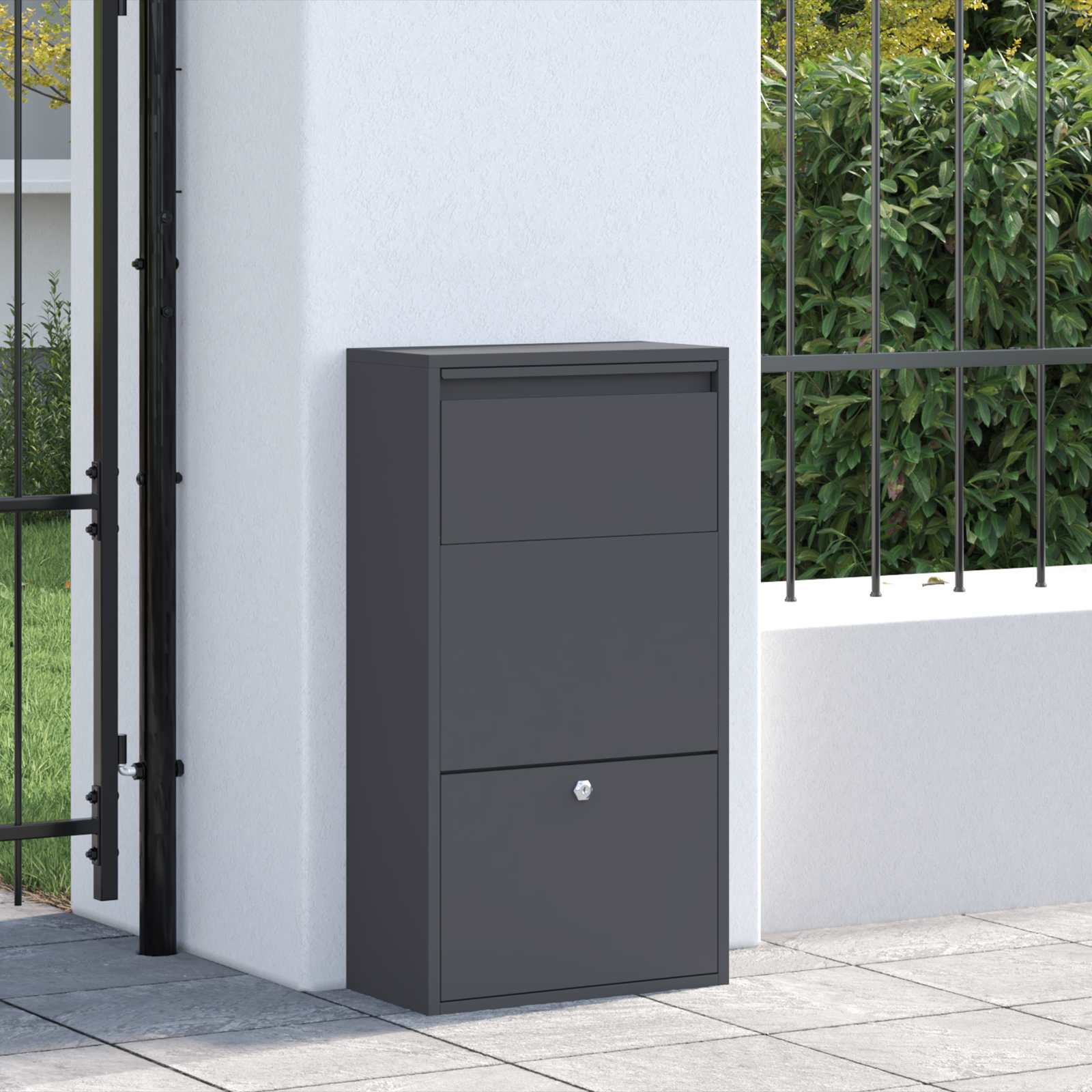 Parcel Box with Storage Anthracite 44 x 22 x 82 cm Steel